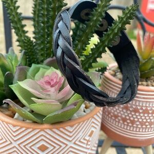 Braided Black Leather Bracelet